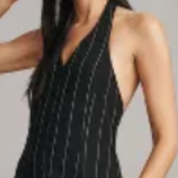 Brand New LITTLE LIES PINSTRIPE HALTER NECK JUMPSUIT - Picture 8 of 13